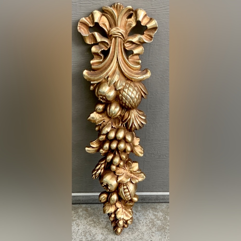 1966 Mid Century Vintage SYROCO Gold Tone Decorative Wall Hanging